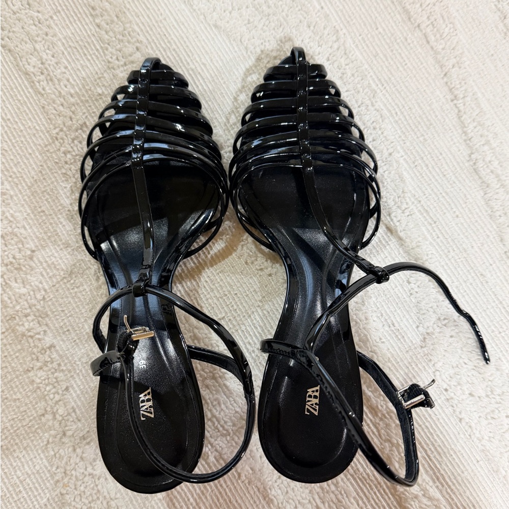 Zara Black Strappy Heels